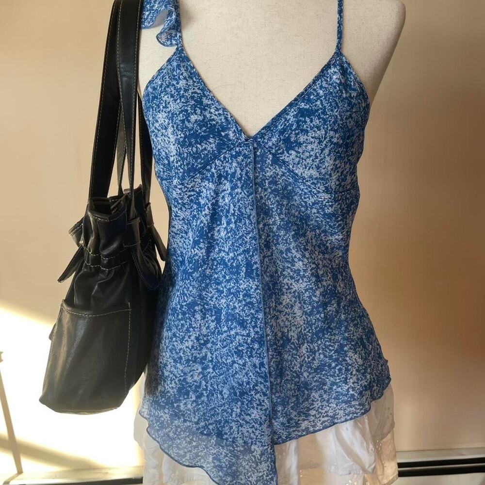 Y2k blue and white cami